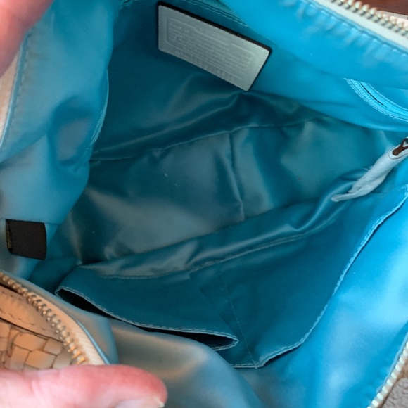 Coach KRI woven leather satchel. Silver/parchment. - Picture 7 of 9